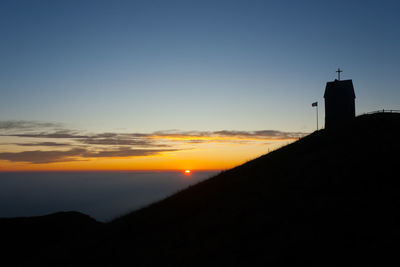 Silhouette building against sky during sunset