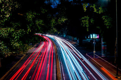 Light trails on highway at night