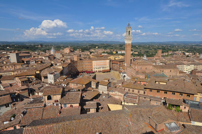 High angle view of townscape against sky