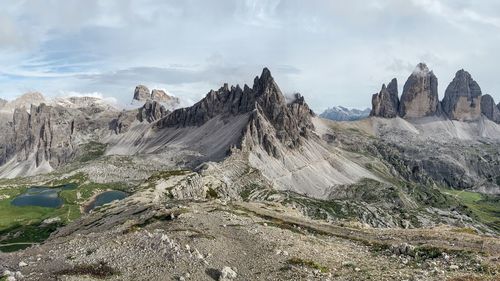 Panoramic view of rocky mountains against sky