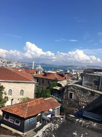 High angle view of townscape against sky