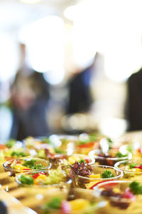 Close-up of meal served on table