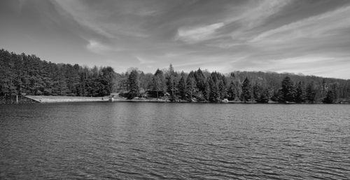 Scenic view of lake against sky