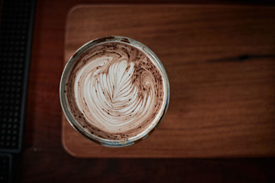 High angle view of coffee on table