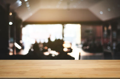 Defocused image of empty restaurant