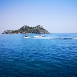 Scenic view of sea against clear sky