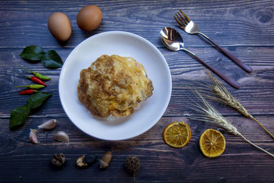 Directly above shot of breakfast on table