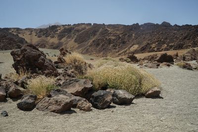 Rocks on land against sky