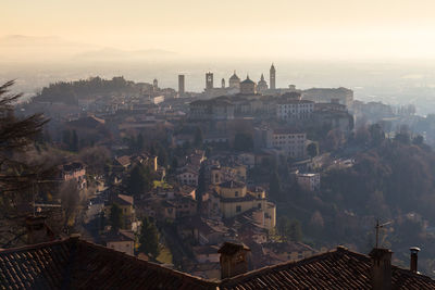 High angle view of buildings in city