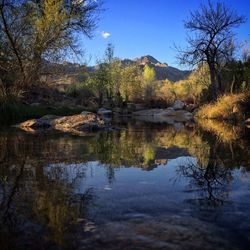 Scenic view of lake against sky