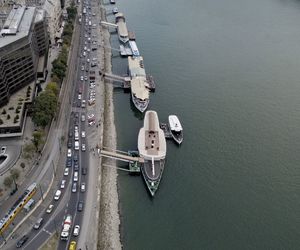 High angle view of bridge over river in city