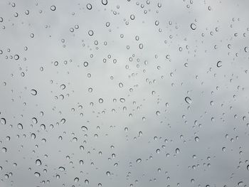 Full frame shot of raindrops on glass window