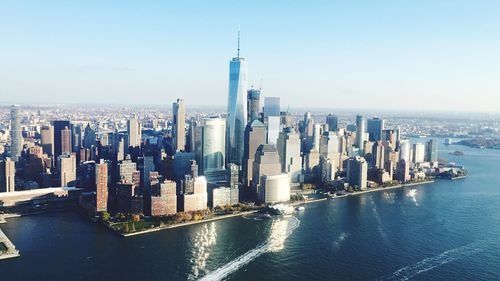 Aerial view of city at waterfront