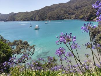 Scenic view of sea against cloudy sky