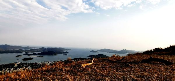Scenic view of lake against sky