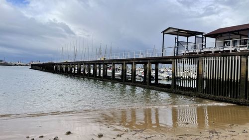 Bridge over river against sky