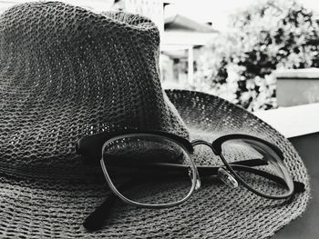 Close-up of sunglasses on table