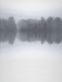 Lake with trees in background