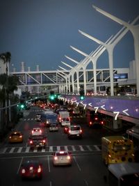 Traffic on road at night