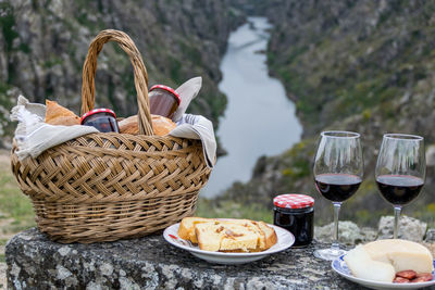 View of picnic in the mountains