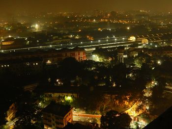 Illuminated cityscape at night