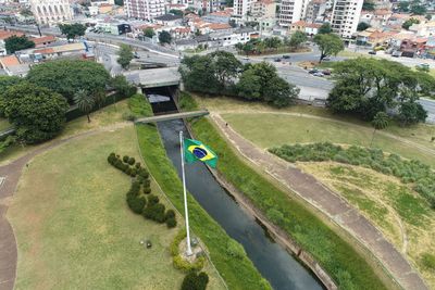 Aerial view of public brazil's independence park. ipiranga, são paulo, brazil