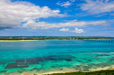 Scenic view of sea against cloudy sky