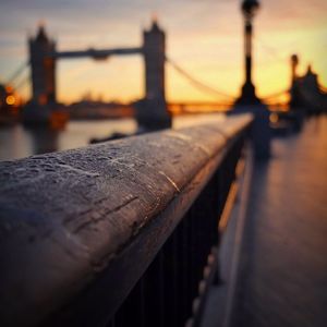 Close-up of railing against blurred background