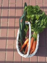 High angle view of vegetables in basket