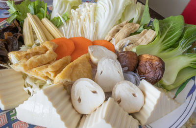 High angle view of food on table