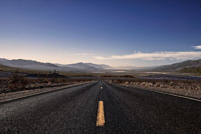 Surface level of road against sky