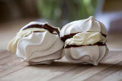 Close-up of ice cream on table