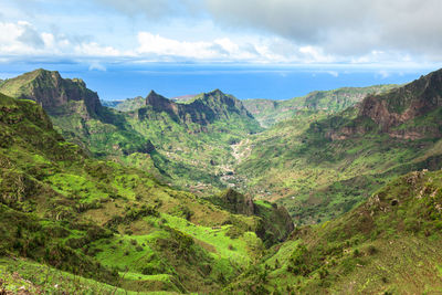 Scenic view of mountains against sky