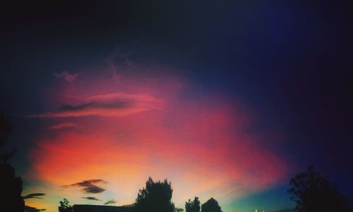 Low angle view of cloudy sky at sunset