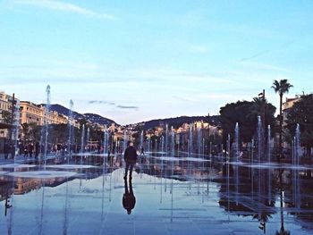 Reflection of buildings in water