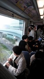 Woman sitting in train