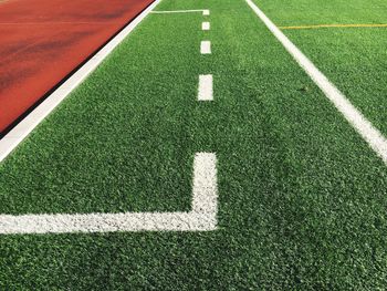 High angle view of markings on playing field