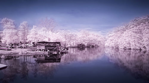 Panoramic view of lake against sky