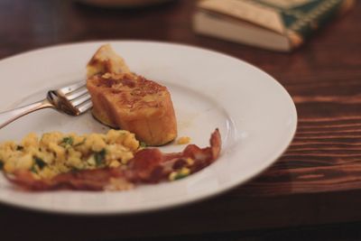 Close-up of food in plate on table