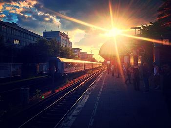 Railroad track at sunset