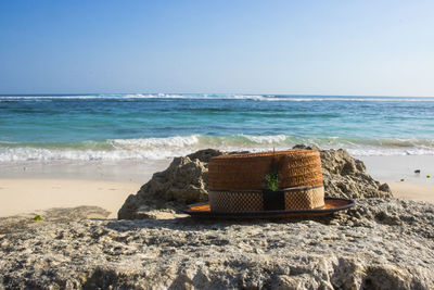 Scenic view of sea against clear sky