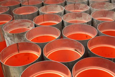 Full frame shot of red containers