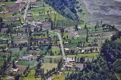 High angle view of buildings in city