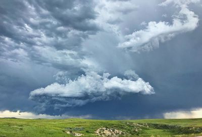 Scenic view of land against sky