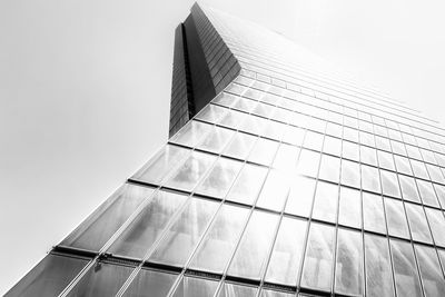 Low angle view of modern building against clear sky