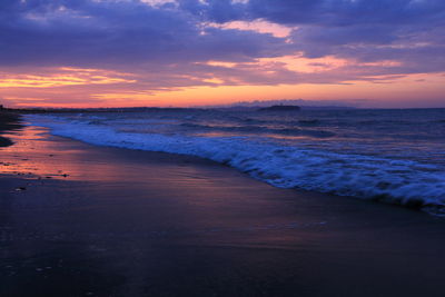 Scenic view of sea against sky during sunset