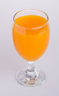 Close-up of orange juice against white background