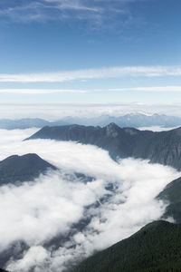 High angle view of mountain range against sky