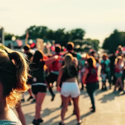 People enjoying on street during festival