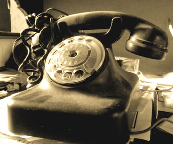 Close-up of telephone booth